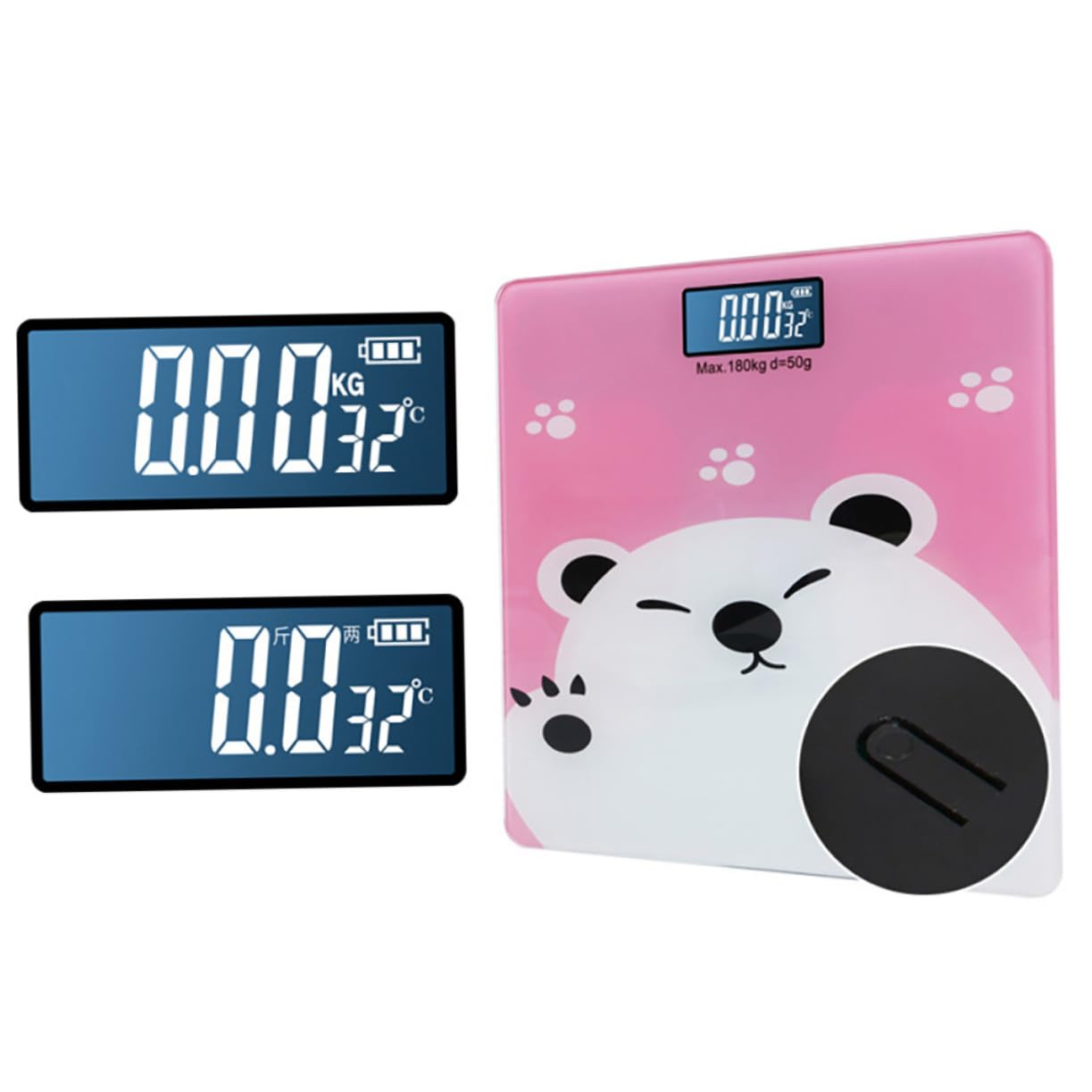 Digital Weighing Scale High Precision Electronic Weight Machine with LCD Screen Pink Cartoon Design for Newborn and Indoor Temperature Detection