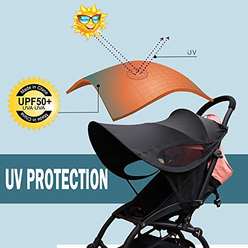 Waterproof Stroller Sun Cover Uv Protection Baby Stroller Sun Rain Cover Adjustable Buggy Sun Rain Shied Blackout Canopy Sunblock Cover For Travel Park Zoo(Sun Cover Only) #TOP1