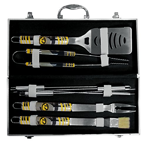 NCAA Siskiyou Sports Fan Shop Iowa Hawkeyes Steel Tailgater BBQ Set w/Case 8 piece Gray