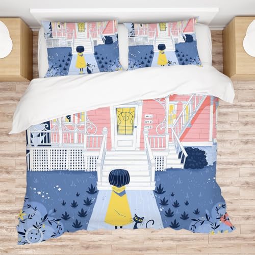 Allenjoy Twin Size Mysterious Girl Comforter Set Button Princess Bed Bedding Sets Bedroom Decor with 1 Pillowcase SC00214-005