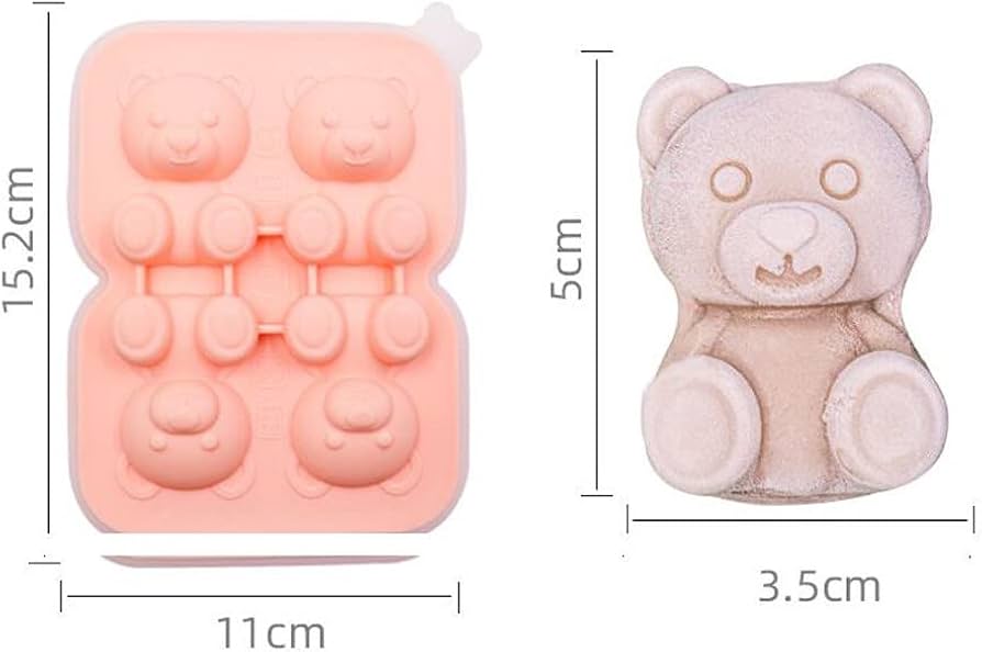 Niuhong 4 stuks beer siliconen vorm chocolade fondant creatieve teddybeer taartvorm bakvorm 3D kleine beren chocoladevormen gummibeertjes ijsvorm schattige teddy vormen siliconen snoep cakevorm DIY