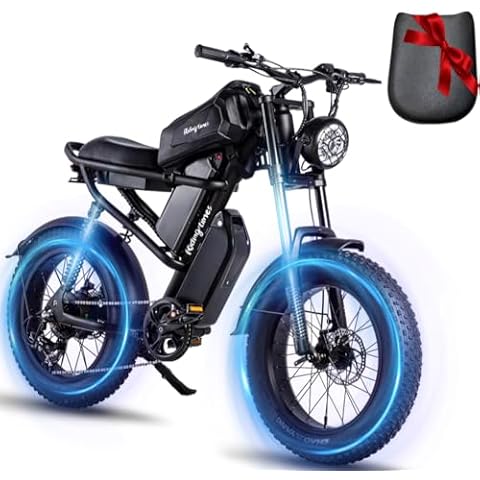 Z8PRO Moped Style Dual Battery Ebike Full Suspension, 20X4 Inch Fat Tire Electric bike, Max 28MPH & 80 Miles Electric Dirt Bike, 1500WH Battery, All-Terrain E Bike for Mountains, Snow, Sand, Road Cover
