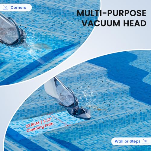 Image of Enhulk Rechargeable Handheld Cordless Pool Vacuum for Above Ground Pool and Inground Pool, 60-Minute Runtime,Powerful Suction up to 18.5 gallons /min, Efficient Leaf and Debris Removal, PC10 Pro