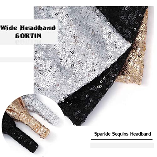 Gortin Sequins Headbands Wide Headband Sparkle Twist Turban Head Wraps Rave Party Headpieces Stretchy Knotted Hair Bands Nightclub Head Band Glitter Hair Accessory For Women And Girls #TOP4