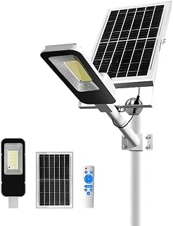 Solar Street Light, IPX4 Waterproof with 6000mAh Solar panal(1 Pack) LED Lamp with Remote Control, High - Brightness Outdoor Lighting for Yard/Road/Parking Lot