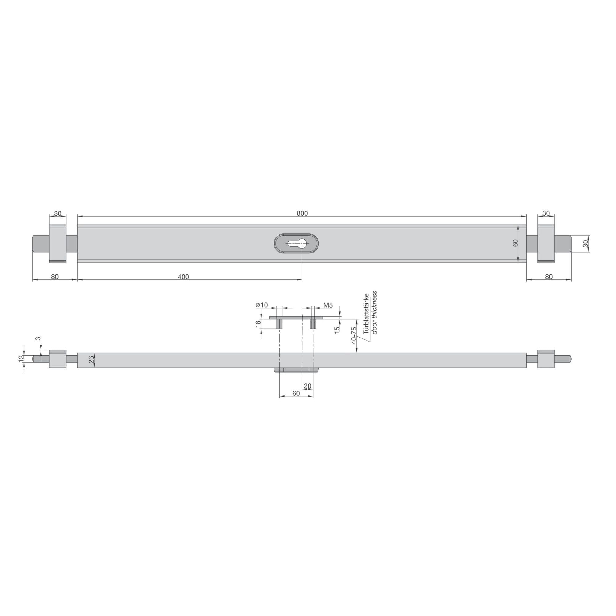 Basi Barre blindée Verrou 800 mm argent