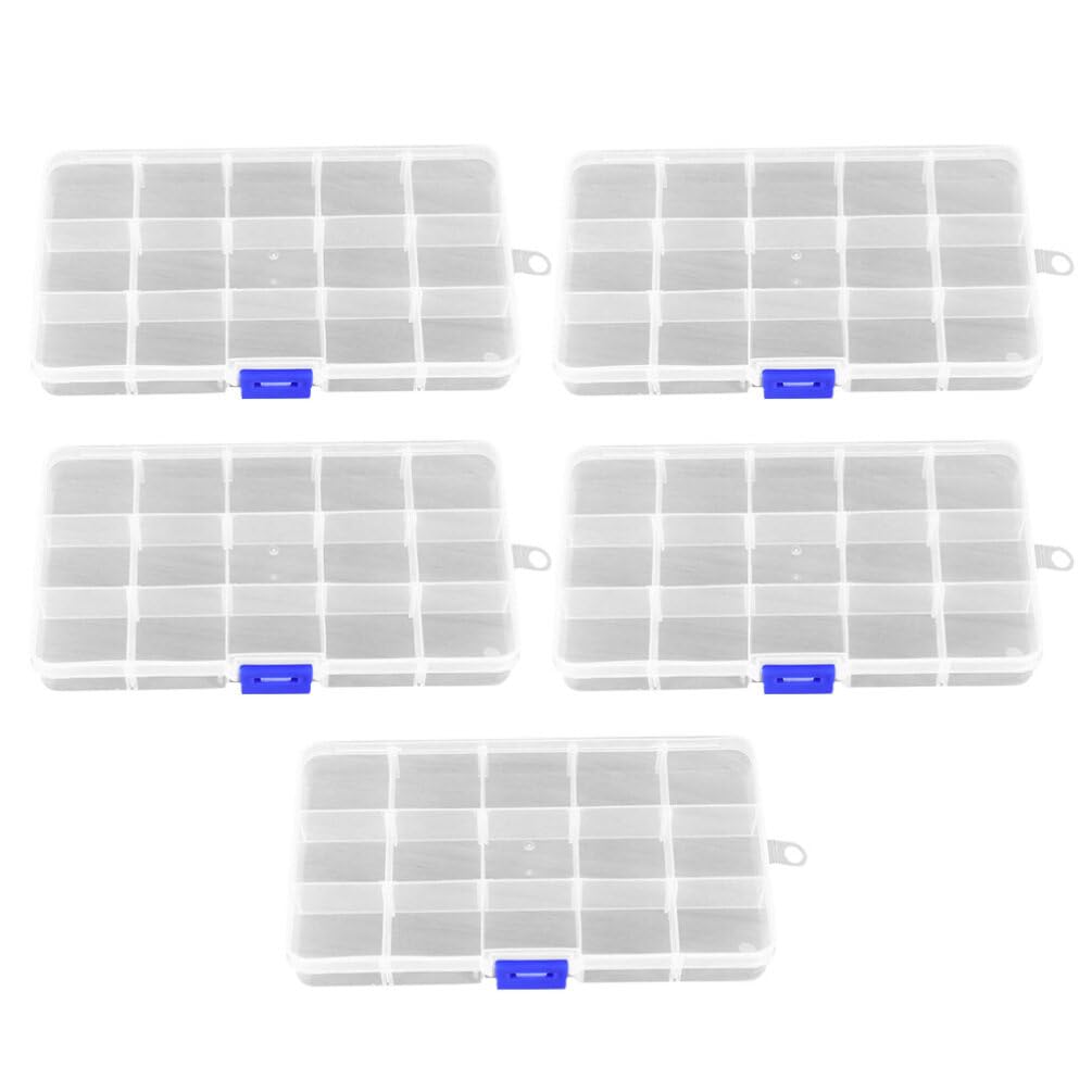 VILLCASE 5pcs Storage Box Diamond Beads Small Plastic Container Small Clear Container Jewelry Organizer Box Earring Organizer Tray Jewelry Dividers Box Plastic Divider Box Parts Storage Box