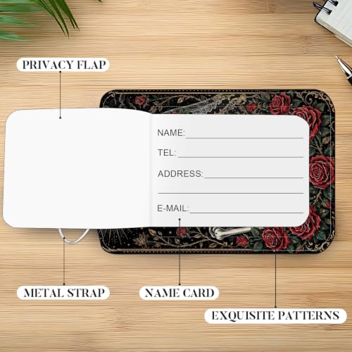 Image of Gothic Skeleton Luggage Tags 2 Pack, PU Leather Privacy Cover