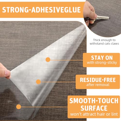 Image of Qpets Cat Scratcher Pad Clear PVC Cuttable Furniture Protector Self-adhesive Cat Scratcher Pad Sticker Cat Scratching Mat for Wall, Cabinet, Couch, Floor, 45x100cm