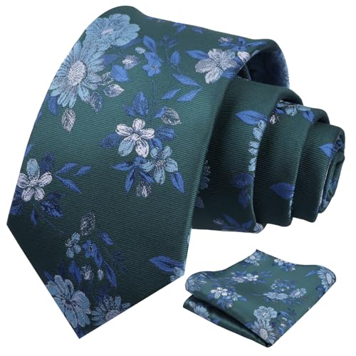 Image of Alizeal Mens 3.15'' Colorful Flower Pattern and handkerchief Necktie Set