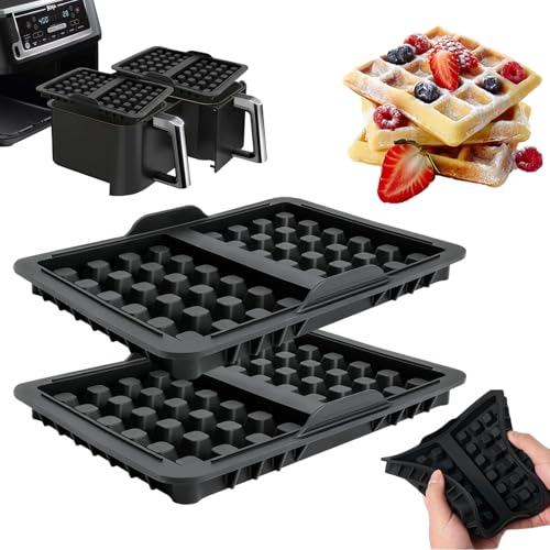 Ninja - Accesorio para freidora de aire caliente, 2 unidades, accesorios para gofrera Ninja AF400EU, AF451EU, SL400EU y AF500DE, doble bandeja de silicona para gofrera belga, accesorios de silicona