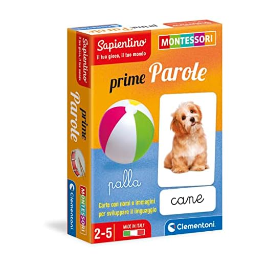 Clementoni Montessori - Prime Parole, Gioco Educativo Metodo Montessoriano per Bambini 2-5 Anni, Carte Illustrate per Imparare i Nomi degli Animali e Oggetti, Made in Italy, Lingua Italiana, 16319