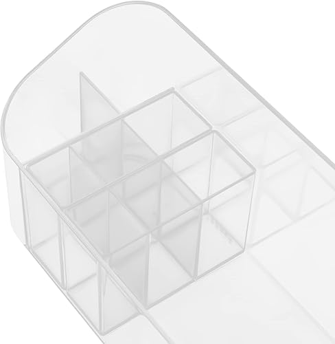 Miniatura 9 de Bandeja organizadora de maquillaje impermeable, 2 divisores extraíbles, organizador de brillo de labios, almacenamiento rectangular de cosméticos