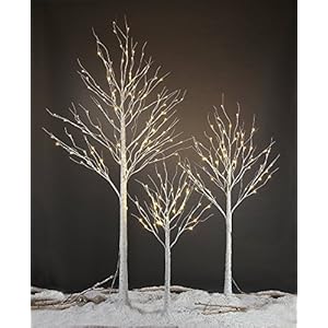LIGHTSHARE 4 feet 6 feet and 8 Feet Birch Tree,Warm White, for Home,Pack of 3, Festival, Party, and Christmas Decoration…