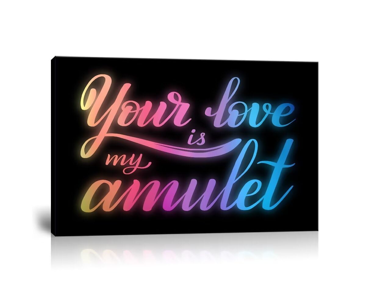 HJL ArtLove Canvas Wall Art Painting Love Wall Decor You Are My Love Wall Art Bedroom Pink Blue Print Artwork Framed for Living Room Bedroom Office Home Housewarming Gifts (16''W x 12''H)