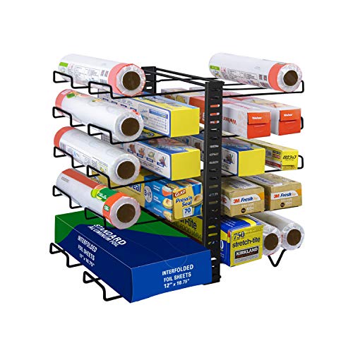 X-cosrack Wrap Organizer Rack,Adjustable WrapStand with 10 Wire Holders, Multifunctional Wrap Box Organizer