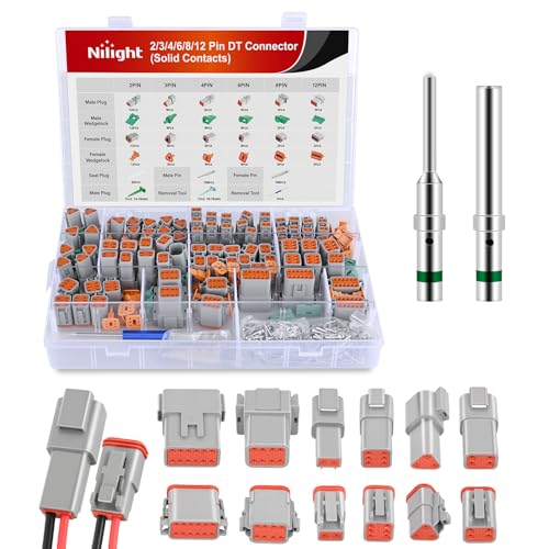 Image of Nilight 2 3 4 6 8 12 PIN DT Connector Kit 40 Sets Size 16 Solid Contacts | Waterproof for 14-20 AWG Wires DT Series w /Removal Tool for Car Truck Motorcycle Off-Road Vehicles Boat