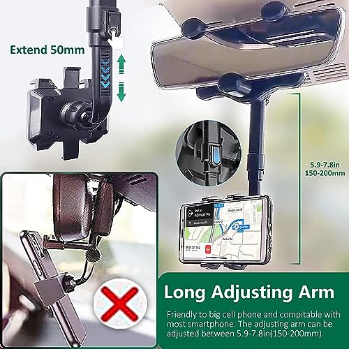 Image of Premium 360 Rotatable and Retractable Car Phone Holder - Multifunctional Rearview Mirror Mount for All Mobile Phones