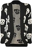 Länge Ca. 75cm WearAll Totenkopf-Muster drucken Long Sleeve Top Damen Offene Strickjacke - Schwarz - 40-42