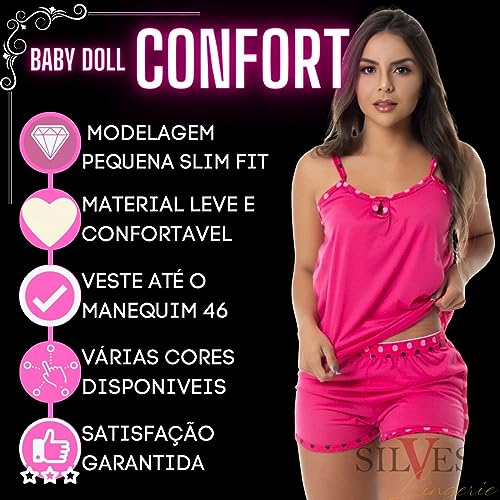Kit 4 Baby Doll Short e Camiseta Confortavel Verão Macio Suave (as2, alpha, m, regular, regular, Sor