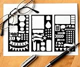 GSS Designs Pack of 3 Journal Stencils 10 mil Thick Journal/Notebook/Diary Drawing Template Planner Stencil 4x7 Inch (SL-002)