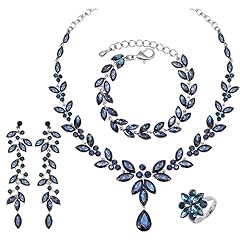 navy blue crystal-platinum tone