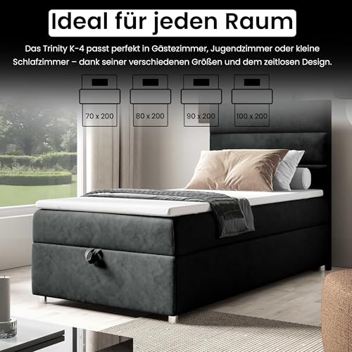 Best For Home Boxspringbett Trinity k-4 mit 7-Zonen Bonell-Federkernmatratze | Boxspringbett 100x200 | Boxsprintbett mit Matratze Und Stauraum | Polsterbett 100x200 - Lieferung bis Bordsteinkante – Bild 5