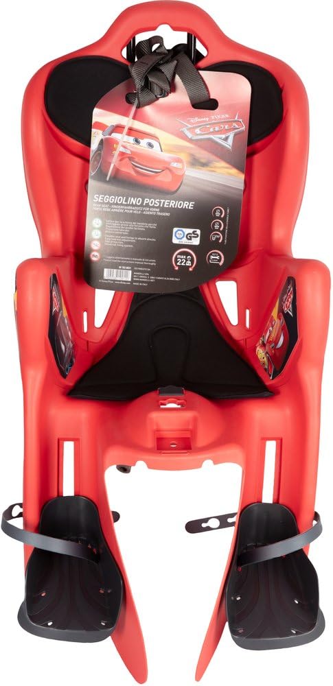 Seggiolino Posteriore Bicicletta Disney Cars - seggiolino per Bambini - Supporto Fino a 22 kg - Testato ed omologato EN 14344
