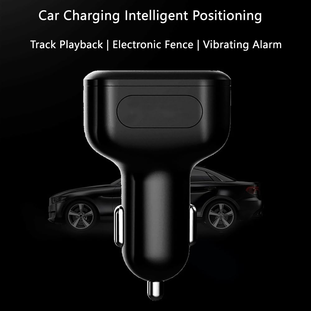 Baceyong 1 x Localizador GPS portátil en tiempo real para vehículos, cargador de coche con doble salida USB con localización GPS, dispositivo de rastreo GPS 2G