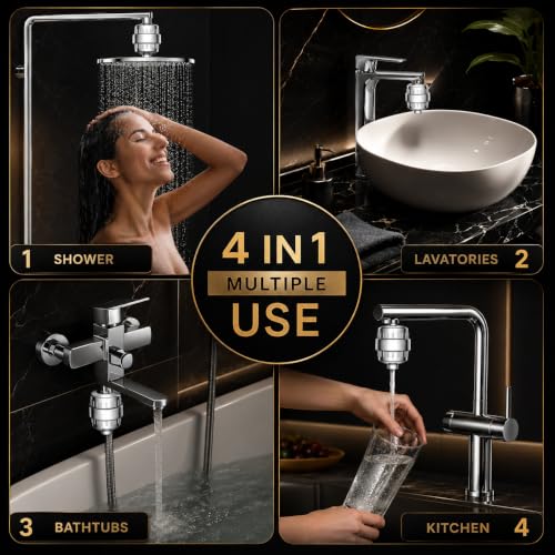 Image of 20 Stage Tap & Shower Filter Replacement Cartridge, Pack of 1 | Removes Chlorine Fluoride Heavy Metal, Hard Water Treatment, High Output Bath Cartridges, Skin Hair Care