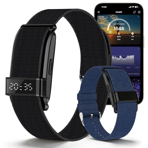 Fitness Trackers Smart Wristband With Hidden Screen(Wrist-Raise Screen Activation)Activity & Sleep Tracker with Heart Rate/HRV/Blood Oxygen, Vibration Alerts, Free APP (Black, Universal Size)