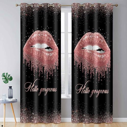 BSPPTI Lips Curtains for Bedroom, Hello Gorgeous Curtain Women Girls