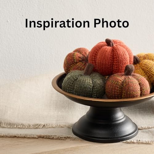 Image of Set of 3 Multi-size Cozy Knit Pumpkins (Candy Corn Large Multi-size set) | Fall Home decor, Shelf sitters, Bowl fillers, Gift for Friend