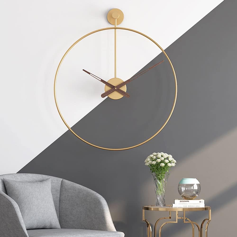 Orologio da Parete Moderno a Grande Dimensione Silenzioso a Pendolo Orologio da Parete Decorativo per Cucina, Soggiorno e Ufficio Decorazione da Parete Unica in Oro 50 cm
