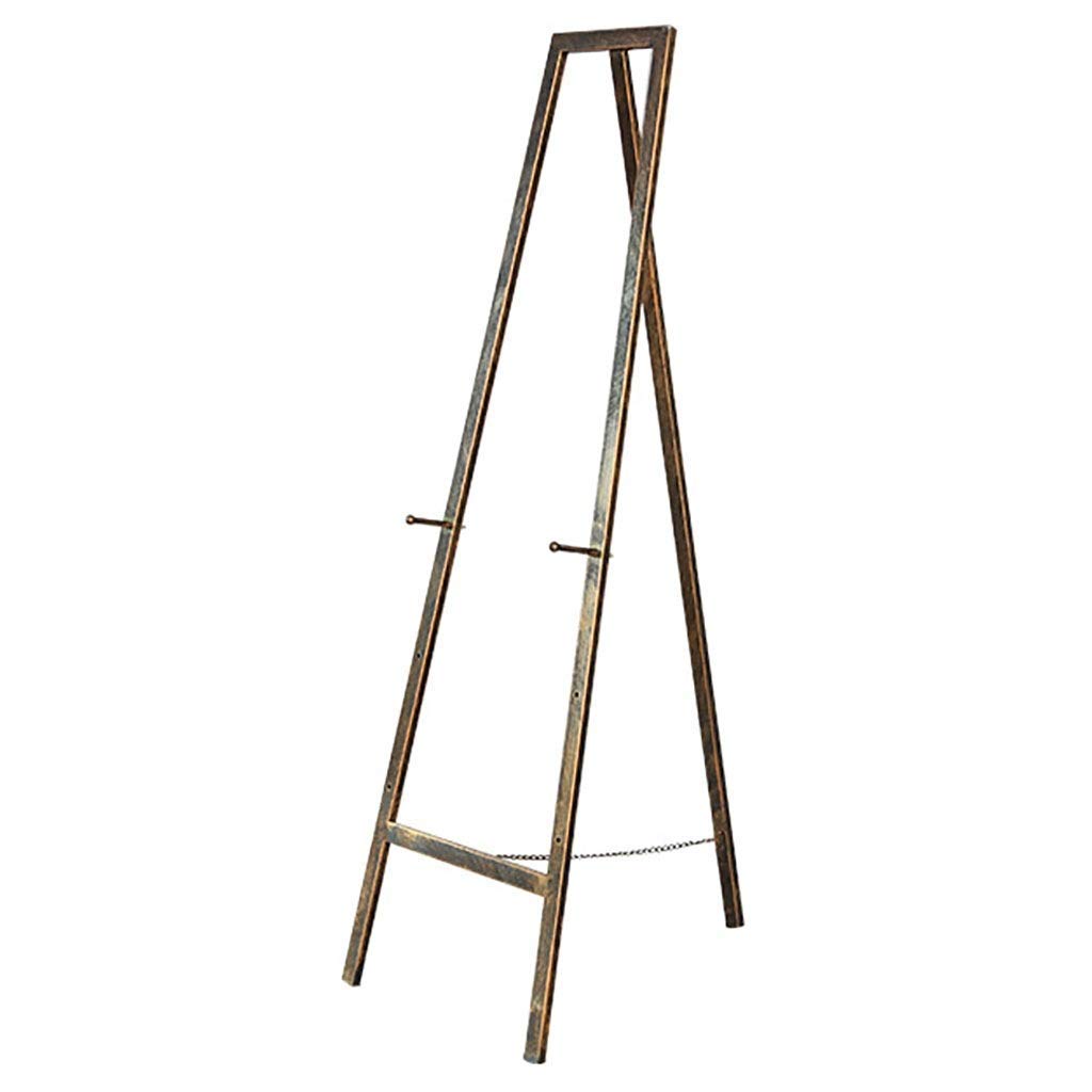 QUSYZD Ing Artist Easel Stand Display Easel Drawing Board Easels Wrought Iron Golden Oil Easel, Folding Metal Easel, Floor-Standing Advertising Display Stand,