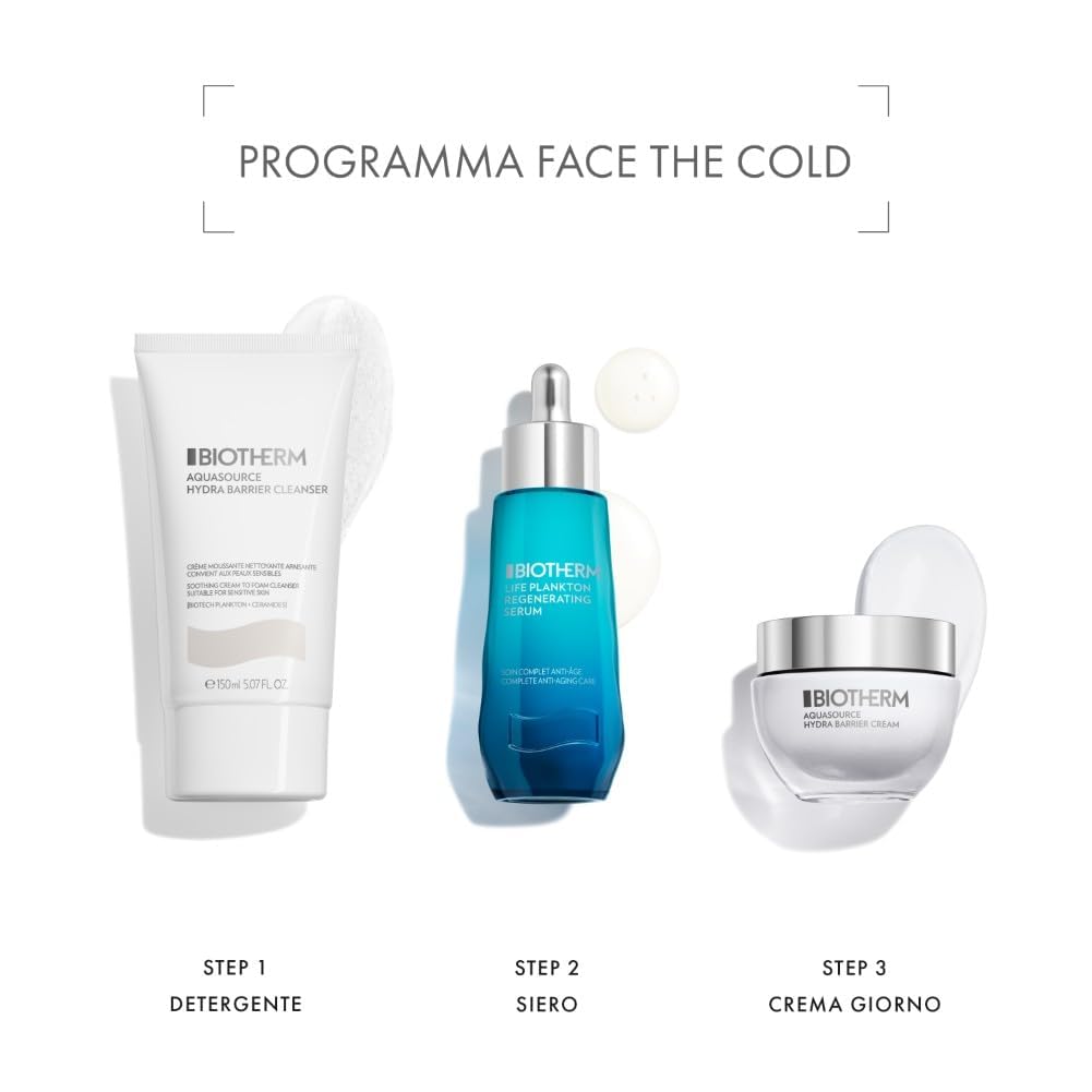 Biotherm Aquasource Hydra Barrier Cream, Crema Facial, Para Piel Seca, Hasta 72H de Hidratación, Efecto Fortalecedor, Enriquecida con Biotech Plankton, Ácido Hialurónico y Bio-Ceramidas