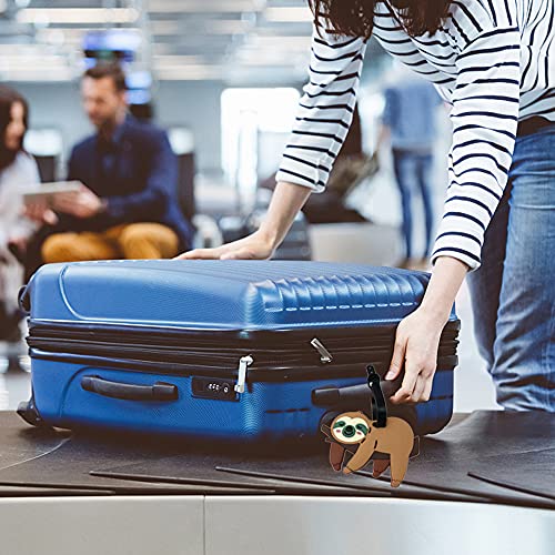 3PCS Sloth Luggage Tag Cute Baggage Identification Labels Travel ID Tag with Belt Strap for Suitcase (A-3PCS)2