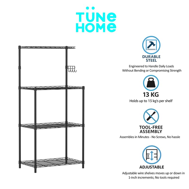 Image of 3-Shelves Microwave Heavy Duty Steel Storage Rack | Multipurpose Shelving Unit for Kitchen, Home & Utility