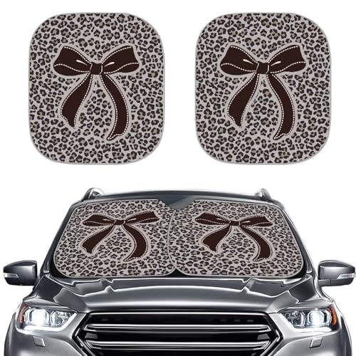 Image of Camo Bow Car Windshield Sun Shade 2pcs Folding Car Front Window Sunshade Auto Shade for Windshield Visor Blocks UV Rays Car Accessories Universal Fit Most Cars Women Men