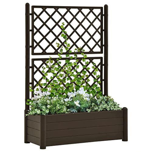 Vidaxl Garden Planter With Trellis Raised Beds Flower Box Flower Boxes Plant Pot Plant Pots Outdoor Planter Trellis Planters Pp Mocha #TOP6