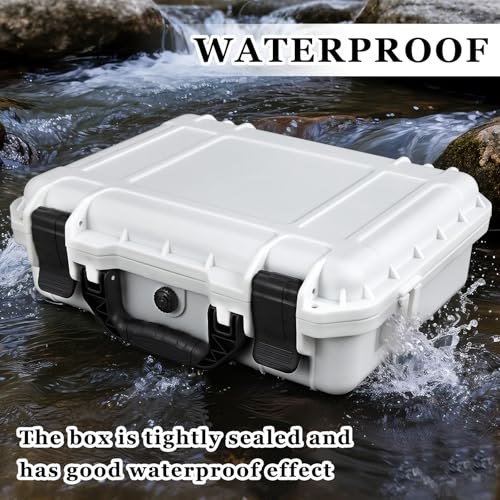 Image of Relaxweex 1 Pcs Waterproof Hard Case with DIY Customizable Foam Insert Portable Protective Case with Knife for Camera Drones Equipments Tools Test Instruments(White,16.3 x 12.4 x 6.5 Inch)