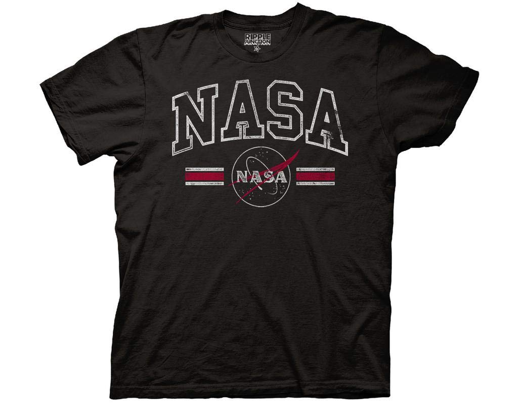 Ripple Junction NASA Adult Unisex Collegiate Letters & Logo Light Weight Crew T-Shirt