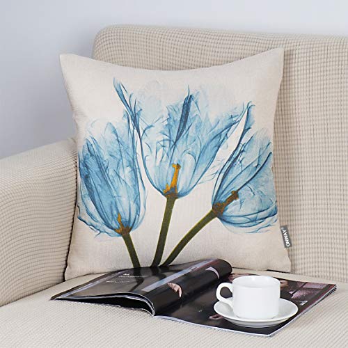 ONWAY Floral Throw Pillow Covers 18x18 Pink Flower Decorative Pillow Covers for Spring Decor, Set of 4