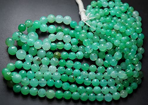 Chrysoprase naturelle en perles facettées rondes 5-7mm pour confectionner un cadeau unique