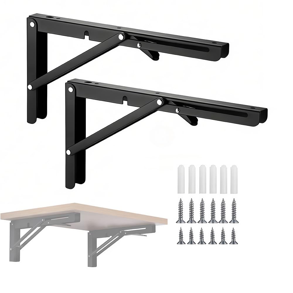 Folding Shelf Brackets, Heavy Duty Wall Mounted Floating Shelf Bracket