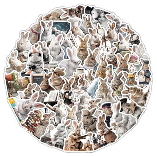 50Pcs Rabbit Stickers Waterproof Vinyl Decals for Water Bottles Laptop
