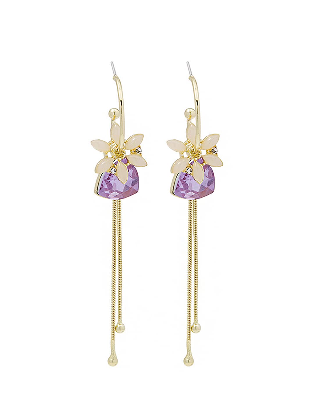 Yellow Chimes Earrings For Women Gold Tone Flower Designed Purple Crystal Long Chain Tassel Drop Dangler Earrings For Women and Girls (B0B8DHHK6Z) Amazon Price History, Amazon Price Tracker