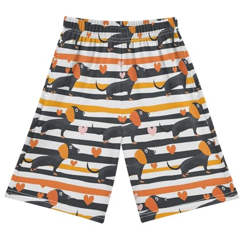 Dogs Hearts Short Pajama Pants Bottoms Soft Sleepwear with Pockets