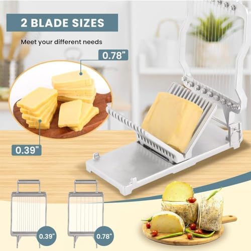 Manueller Käsehobel aus Edelstahl mit verstellbarem Draht für perfekte Scheiben, ideal für Käse, Butter, Toast, kompaktes Design, 32 x 17 x 11,5 cm