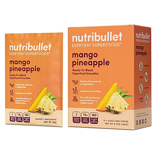 Nutribullet Everyday Superfoods Ready-To-Blend Smoothies, Mango Pineapple, 1.34 Ounce (Pack Of 5) #TOP2